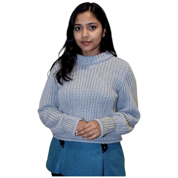 H&M Cable Knit Chunky Oversized Cropped Sweater *MEASUREMENTS* Size Small NWT - Picture 2 of 7